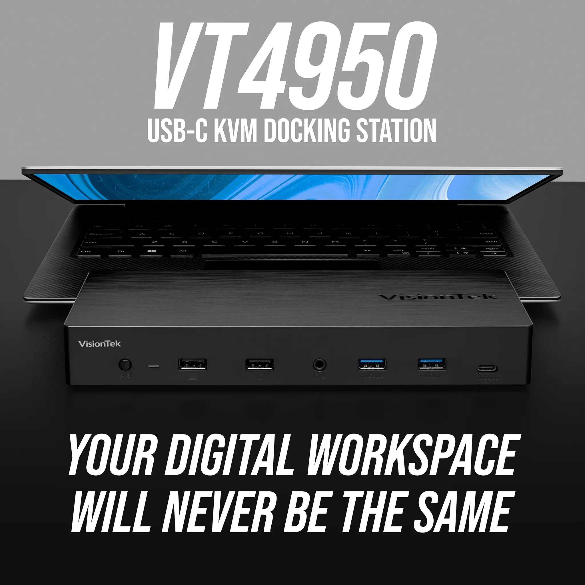 VT4950 - KVM USB-C Docking Station Dual Host 100W Power Delivery Triple 4K Display