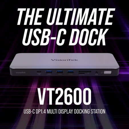 VT2600 USB-C DP 1.4 Docking Station - Multi Display MST Dock 100W Power Delivery